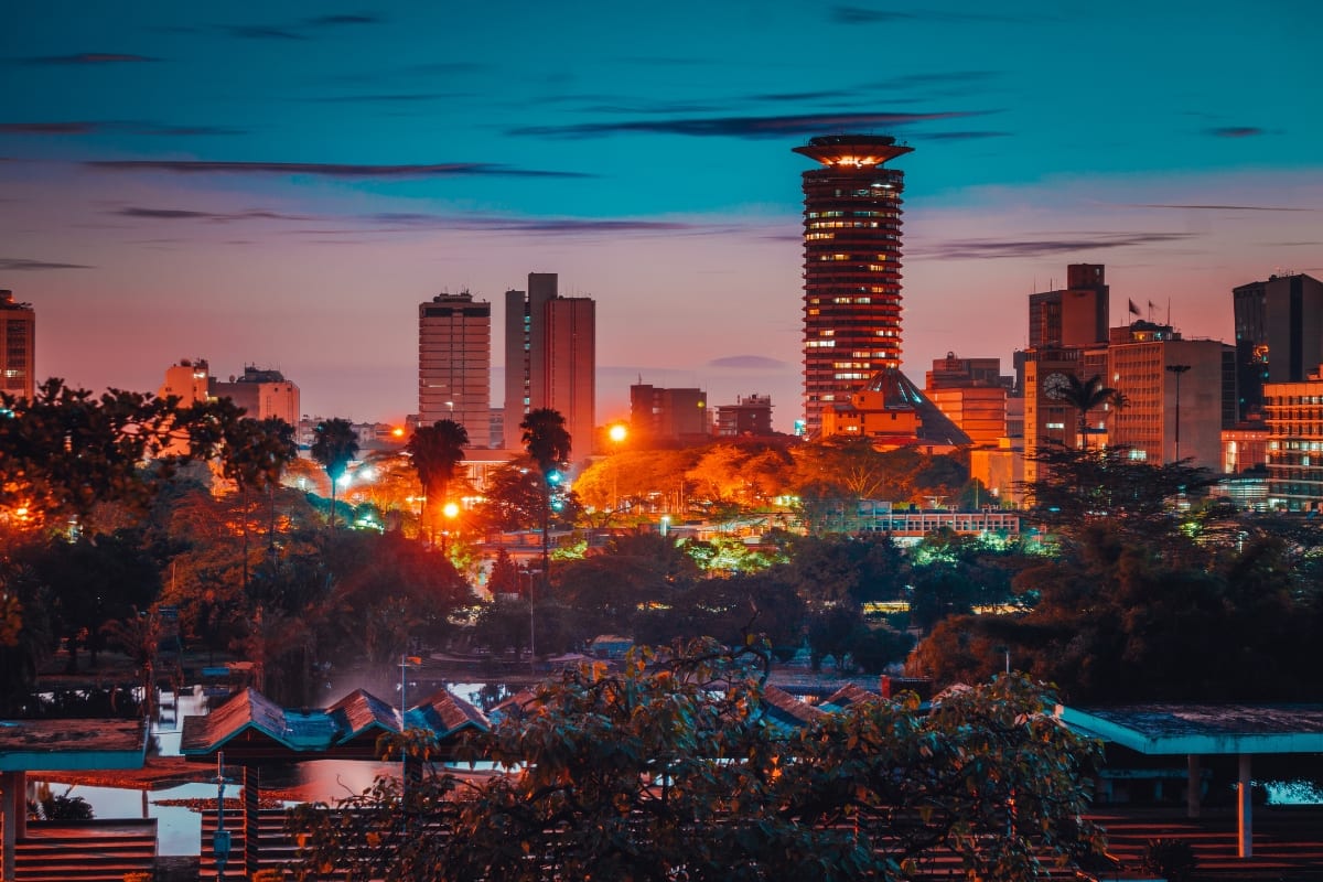 Nairobi skyline at dusk